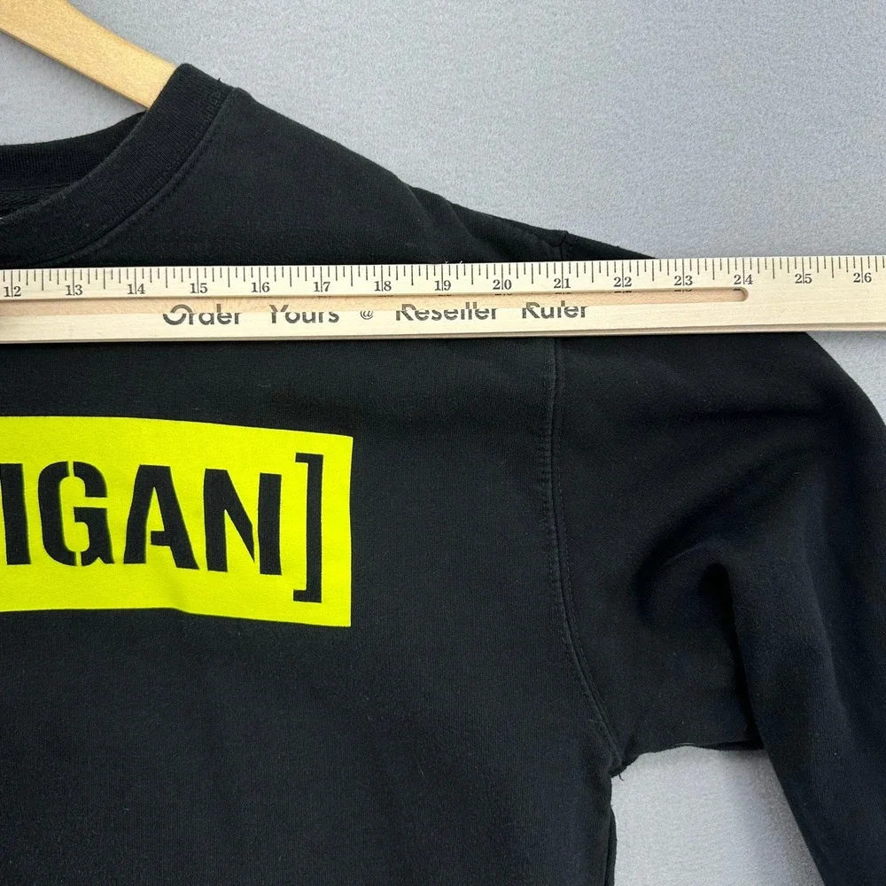 Hoonigan Censor Bar Neon Yellow Pullover Black Graphic Sweatshirt‎ Men's M